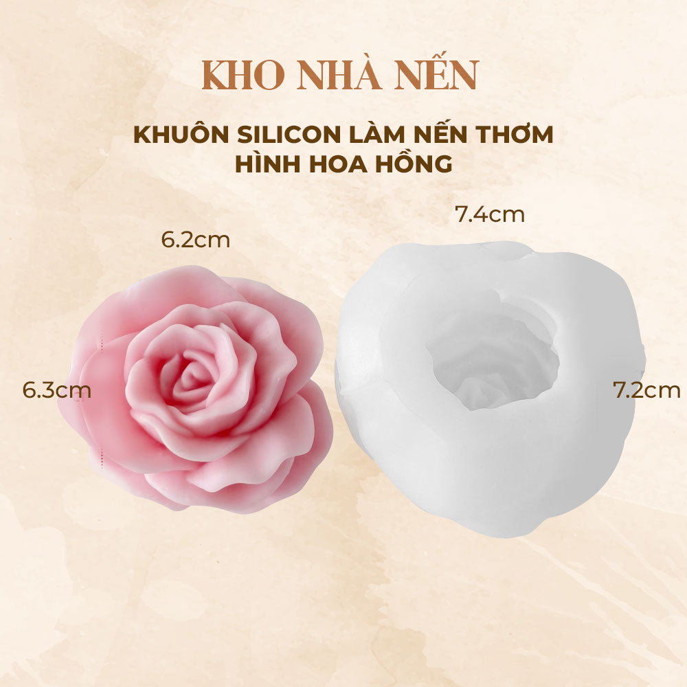 KHUÔN SILICON LÀM NẾN THƠM HÌNH HOA HỒNG