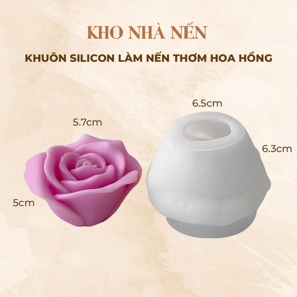 KHUÔN SILICON LÀM NẾN THƠM HÌNH HOA HỒNG 1