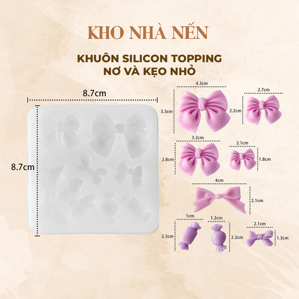 KHUÔN SILICON TOPPING NƠ VÀ KẸO NHỎ