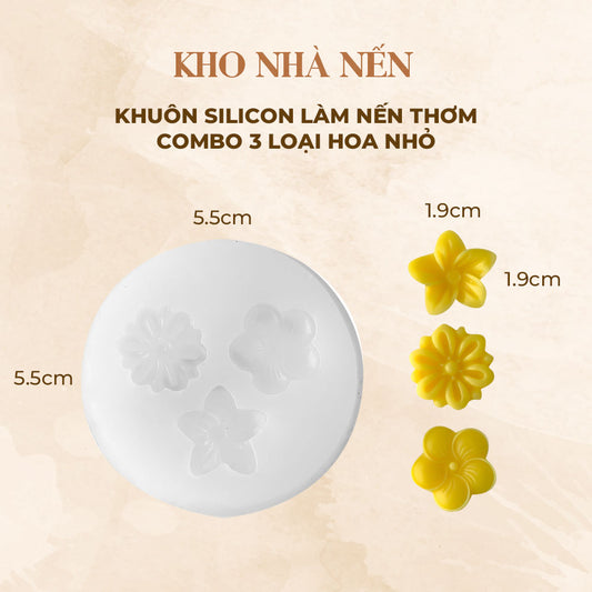 KHUÔN SILICON LÀM NẾN THƠM COMBO 3 LOẠI HOA NHỎ