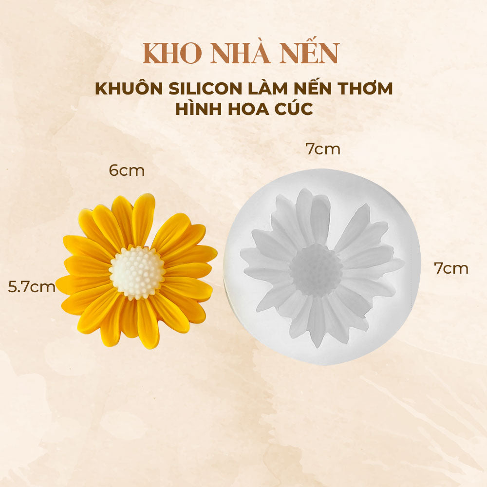 KHUÔN SILICON LÀM NẾN THƠM HÌNH HOA CÚC