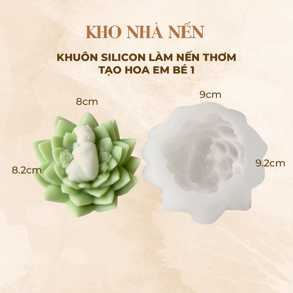 KHUÔN SILICON LÀM NẾN THƠM HÌNH EM BÉ HOA