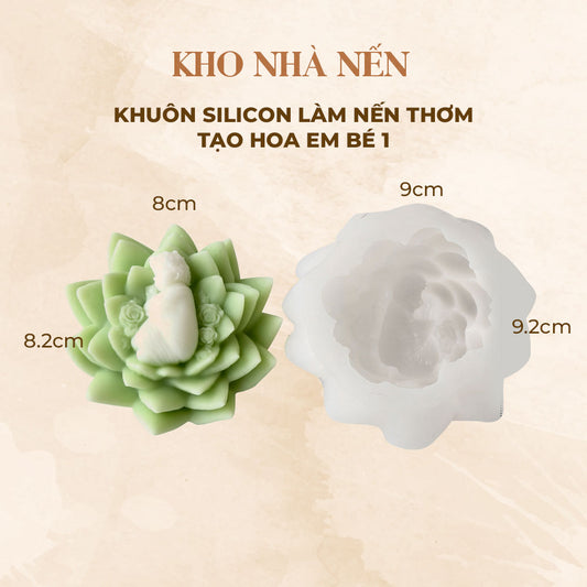KHUÔN SILICON LÀM NẾN THƠM HÌNH EM BÉ HOA