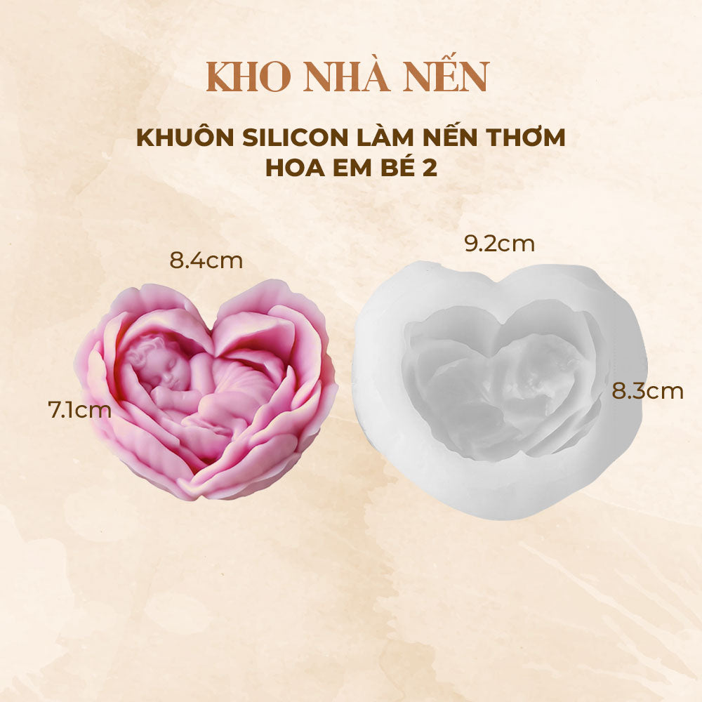 KHUÔN SILICON LÀM NẾN THƠM HÌNH HOA EM BÉ 2