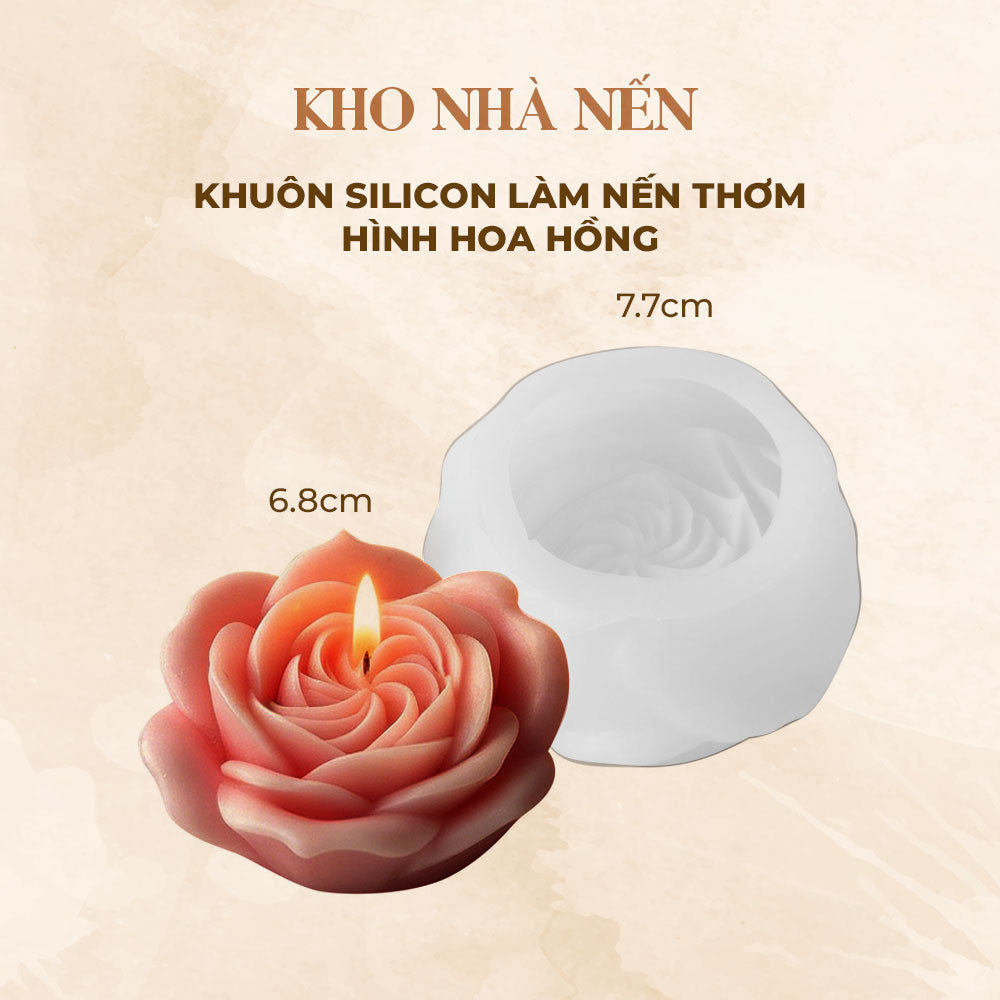 KHUÔN SILICON LÀM NẾN THƠM HÌNH HOA HỒNG 2