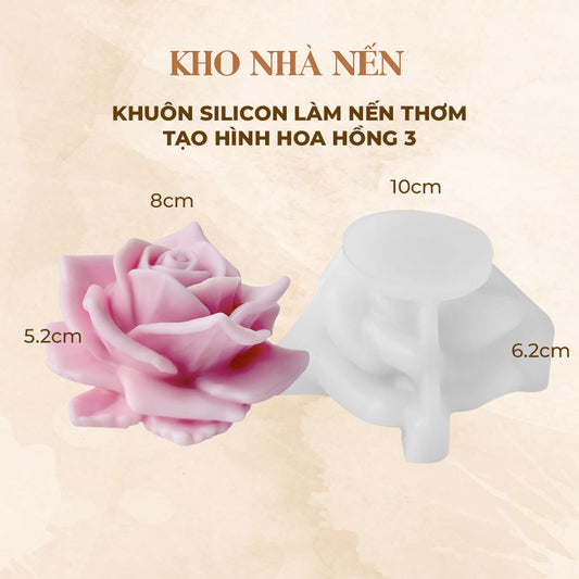KHUÔN SILICON LÀM NẾN THƠM HÌNH HOA HỒNG 3