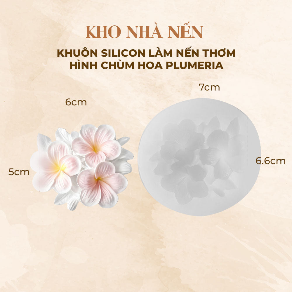 KHUÔN SILICON LÀM NẾN THƠM HÌNH CHÙM HOA PLUMERIA