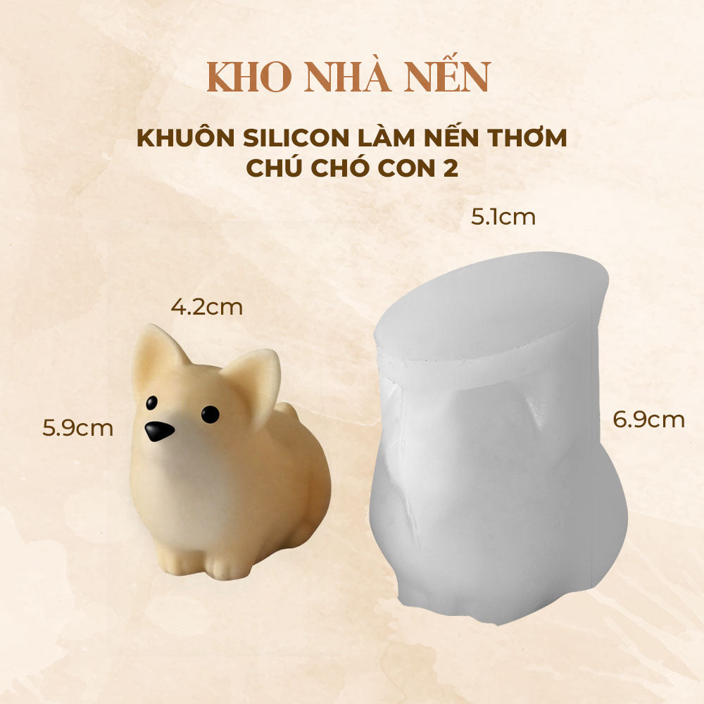 KHUÔN SILICON LÀM NẾN THƠM HÌNH CHÓ CON 2