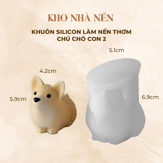 KHUÔN SILICON LÀM NẾN THƠM HÌNH CHÓ CON 2