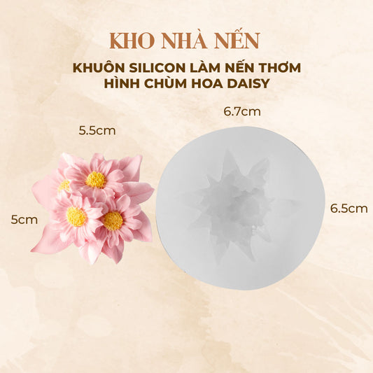 KHUÔN SILICON LÀM NẾN THƠM HÌNH CHÙM HOA DAISY