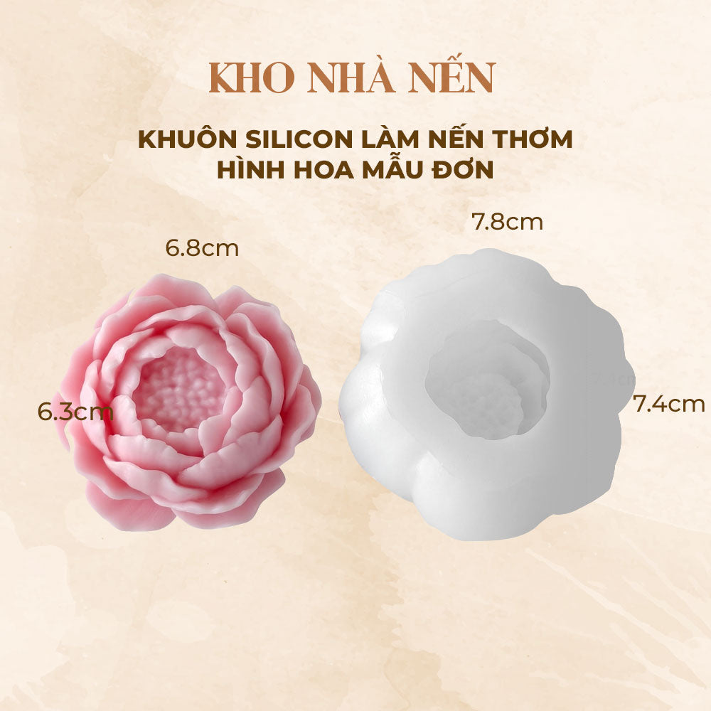 KHUÔN SILICON LÀM NẾN THƠM HÌNH HOA MẪU ĐƠN