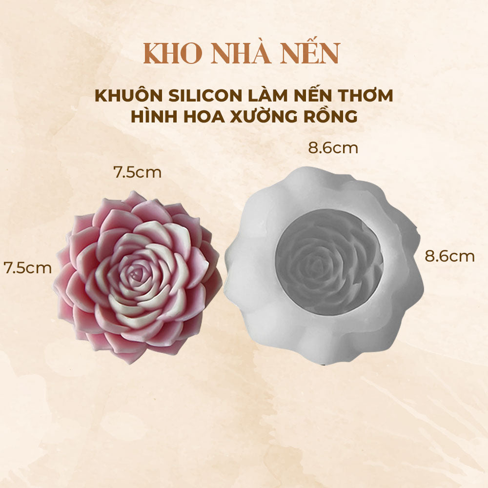 KHUÔN SILICON NẾN THƠM HÌNH HOA XƯƠNG RỒNG