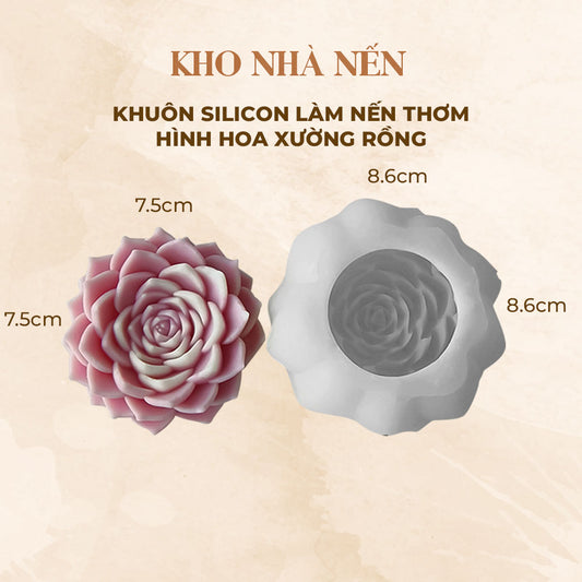 KHUÔN SILICON NẾN THƠM HÌNH HOA XƯƠNG RỒNG